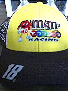 M&M’s Racing NASCAR #18 Kyle Busch Toyota Hat Yellow Mesh Trucker Cap Adjustable